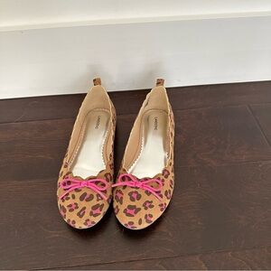 Lands’ End Leopard Print Ballet Flats with Pink Accents